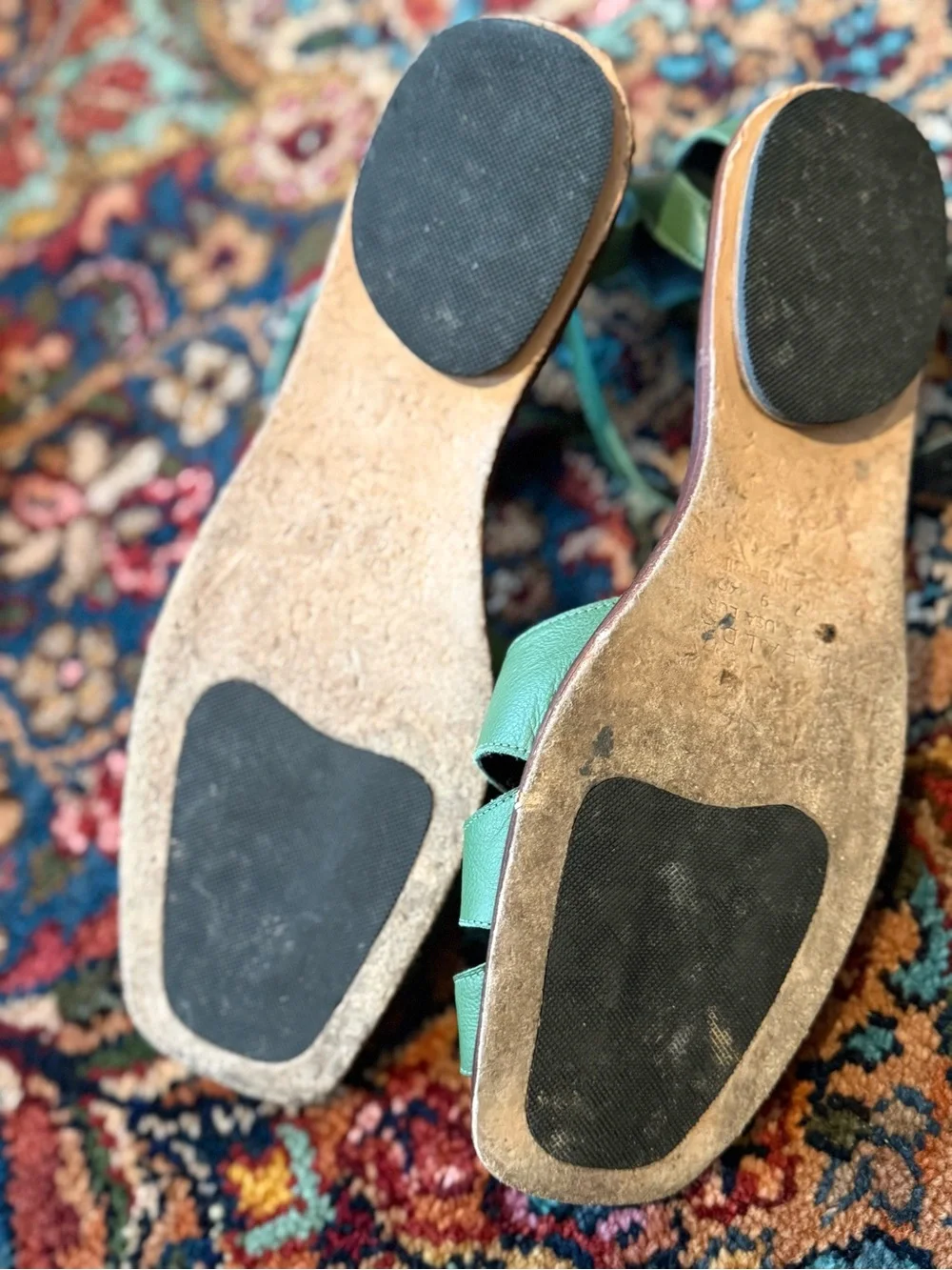 Green Leather Fisherman Sandals by Mafalda